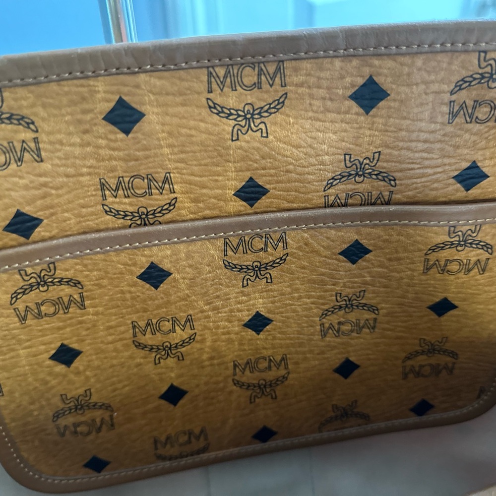 MCM Visetos Rudic Shopper Tote Cognac Orange Stripe - Authentic - Picture 7 of 13